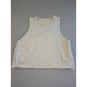 Athleta Tank Top Womens L Light Gray Heather Side Zip Mesh Activewear Workout